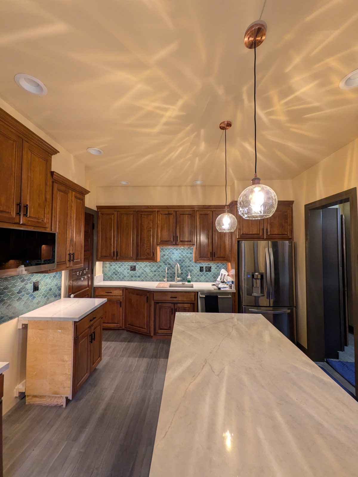 Residential kitchen lighting and electrical install